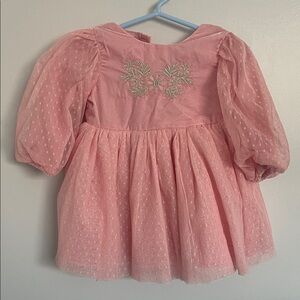 Pink Embroidered Kids Dress 0-3months